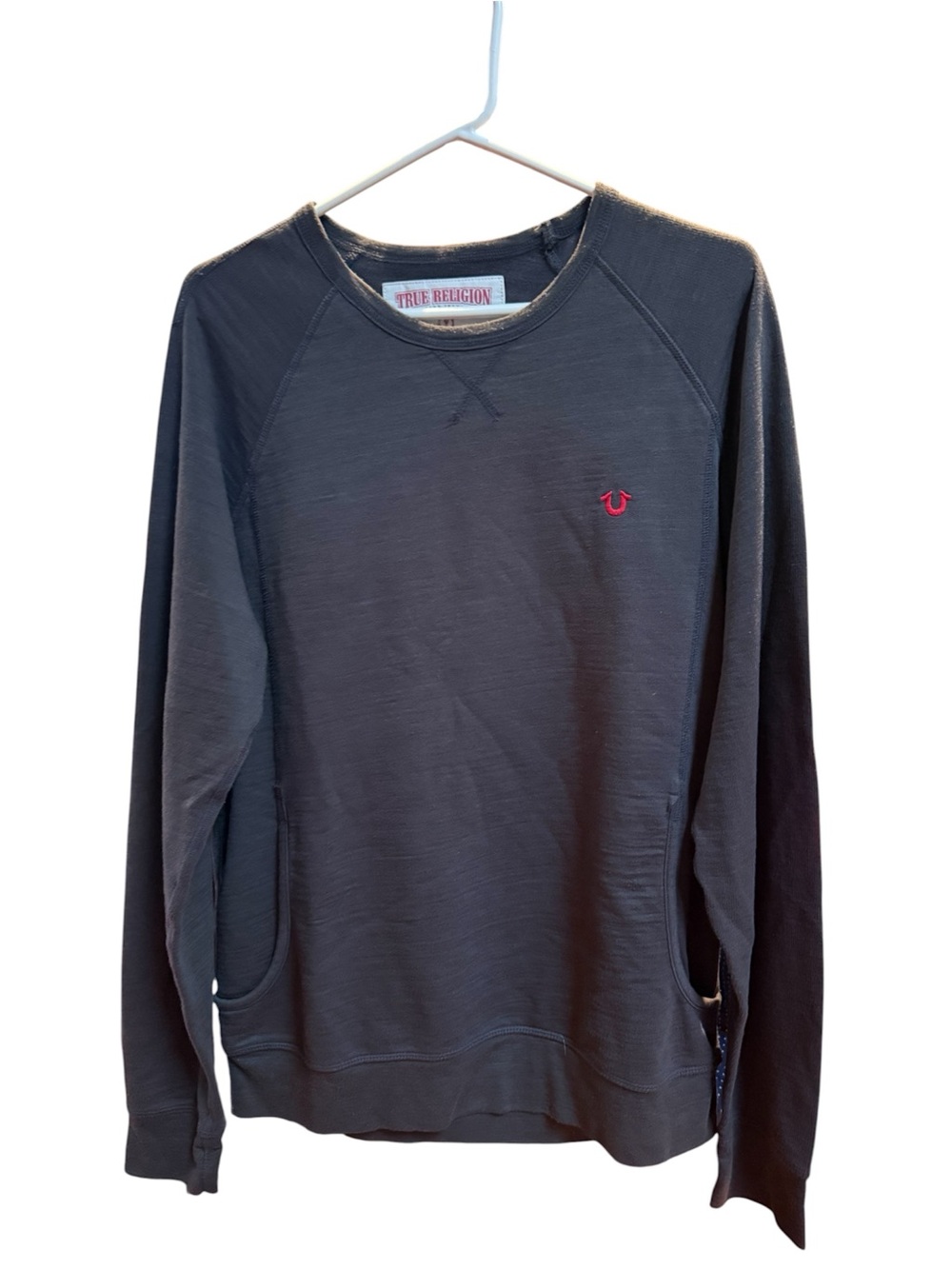 True Religion Grey Crewneck Sweatshirt with Red Logo
